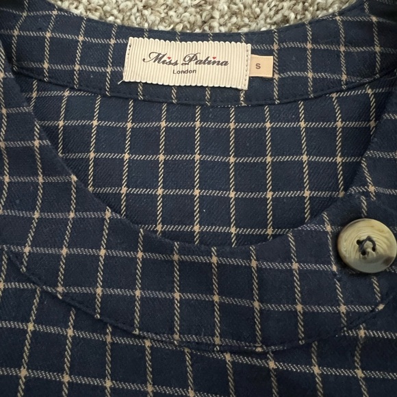 Miss Patina Navy Checkered Pinafore Dress - Picture 3 of 6